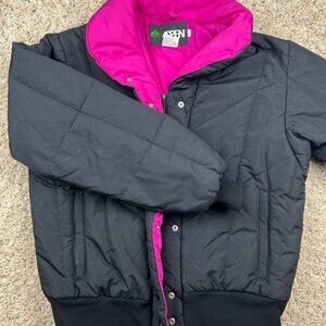 Aspen Pink Black Full Zip Jacket Winter Coat Size Large Nylon Lined, Pockets